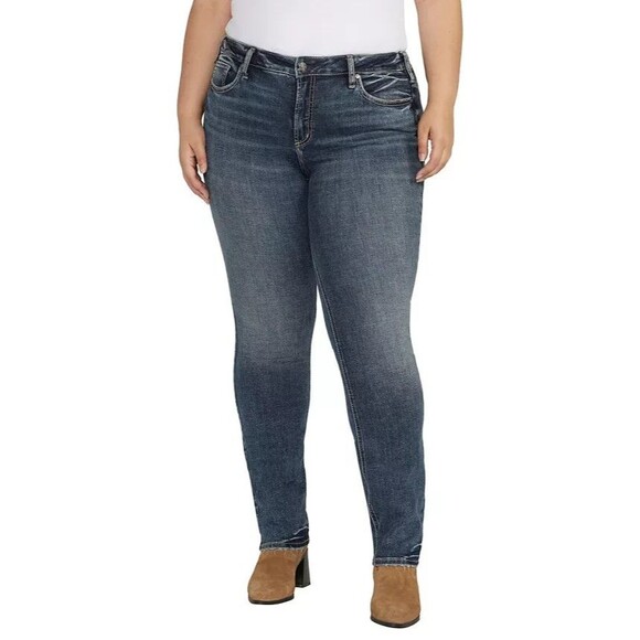 Silver Jeans Co. Plus Size Suki Mid Rise Curvy Fit Straight Leg Jeans 24W33L - Picture 1 of 8